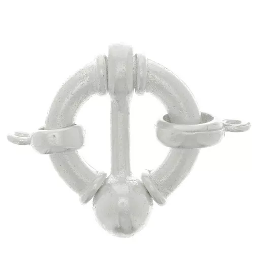 Fermoir rond à clipser avec anneau fermé - style bouée 17 mm - Placage Argent fin