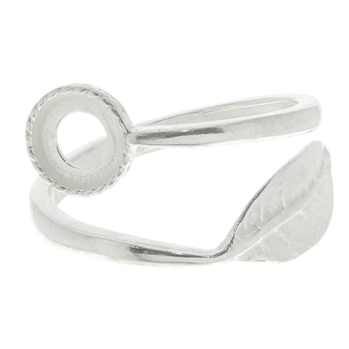 Anillo ajustable hoja para cabujón fondo plano 6 mm - Plata 925 x1
