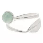 Anillo ajustable hoja para cabujón fondo plano 6 mm - Plata 925 x1