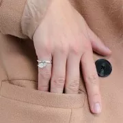 Anillo ajustable hoja para cabujón fondo plano 6 mm - Plata 925 x1