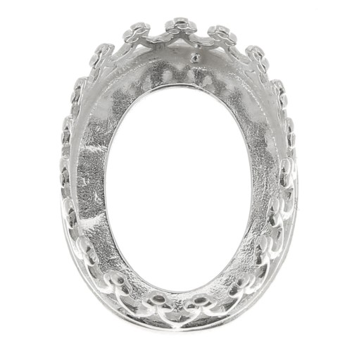 Engaste de garras ovaladas - decoración de corona - para cabujón 14x10 mm - Plata 925 x1