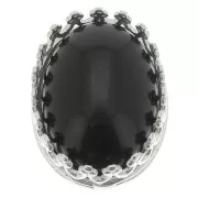 Engaste de garras ovaladas - decoración de corona - para cabujón 14x10 mm - Plata 925 x1