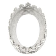 Engaste de garra ovalada - decoración de corona - para cabujón 14x10 mm - Chapado en plata fina