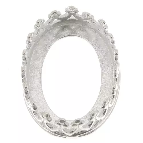 Engaste de garra ovalada - decoración de corona - para cabujón 14x10 mm - Chapado en plata fina