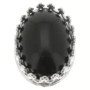 Engaste de garra ovalada - decoración de corona - para cabujón 14x10 mm - Chapado en plata fina