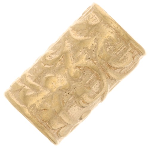 Cuenta de tubo recta trabajada 9x5 mm - Dorada 3 micras x1