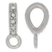 Colgante de strass de 16x5 mm con anillo cerrado - Rhodié - Cristal x1