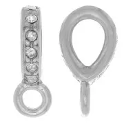 Colgante de strass de 16x5 mm con anillo cerrado - Rhodié - Cristal x1