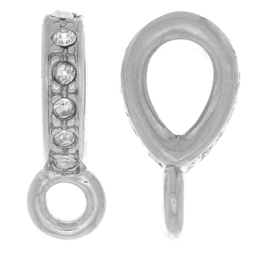 Colgante de strass de 16x5 mm con anillo cerrado - Rhodié - Cristal x1