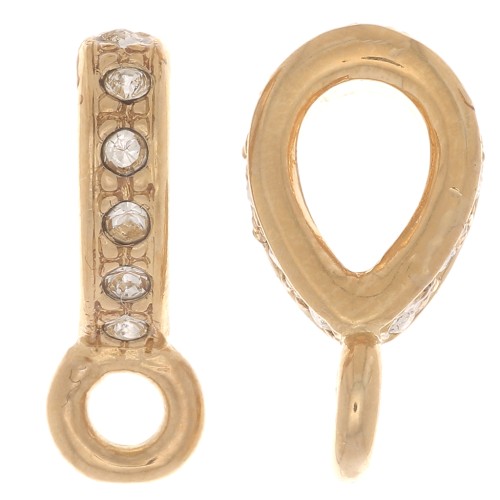 Colgante de diamantes de imitación 16x5 mm con anillo cerrado - Oro - Cristal x1