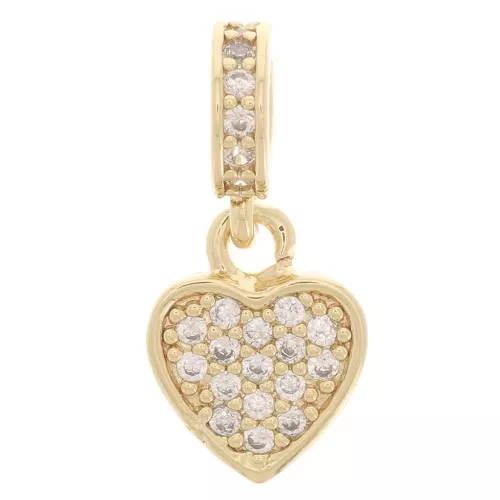Colgante de corazón con anillo y óxido de zirconio 16x7 mm - Oro - Cristal x1