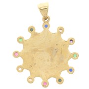 Colgante ojo azul con óxido de zirconio y resina epoxi 22mm - Oro - Blanco x1