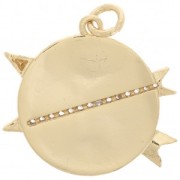 Colgante redondo y flechas con óxido de zirconio y resina epoxi 23 mm - Oro - Negro x1