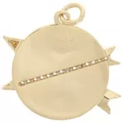 Colgante redondo y flechas con óxido de zirconio y resina epoxi 23 mm - Oro - Negro x1