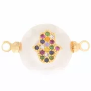 Entrepieza perla de agua dulce redonda y óxido de zirconio de mano Fatma 12 mm - Oro x1