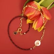 Entrepieza perla de agua dulce redonda y óxido de zirconio de mano Fatma 12 mm - Oro x1