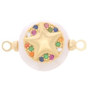 Entrepieza de perla de agua dulce redonda y estrella de mar de 12 mm - Oro x1
