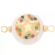 Entrepieza de perla de agua dulce redonda y estrella de mar de 12 mm - Oro x1