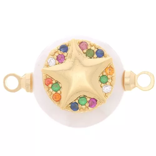 Entrepieza de perla de agua dulce redonda y estrella de mar de 12 mm - Oro x1