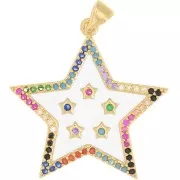 Colgante estrella con óxido de zirconio y resina epoxi 28x27,5 mm - Oro - Multicolor x1