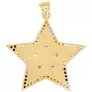 Colgante estrella con óxido de zirconio y resina epoxi 28x27,5 mm - Oro - Multicolor x1