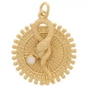 Colgante redondo trabajado - serpiente en relieve - con óxido de zirconio 25x22 mm - Oro x1