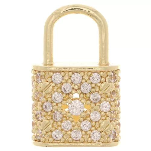 Colgante Candado con óxido de zirconio 17x11 mm - Oro - Cristal x1