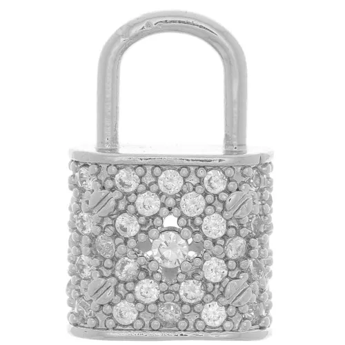 Colgante Candado con óxido de zirconio 17x11 mm - Rodio - Cristal x1