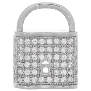 Colgante Candado con óxido de zirconio 19x14 mm - Rodio - Cristal x1|raw }}