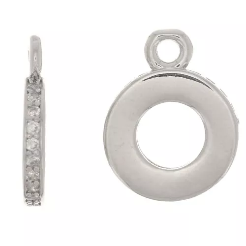 Charm - círculo hueco con óxido de zirconio - 12x9,5 mm - Rodio - Cristal x1
