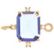 Separador rectangular con óxido de zirconio 17x14 mm - Oro - Zafiro - Cristal x1