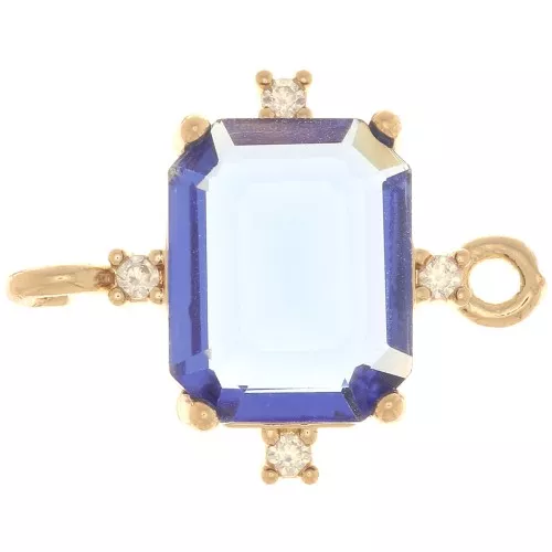 Separador rectangular con óxido de zirconio 17x14 mm - Oro - Zafiro - Cristal x1