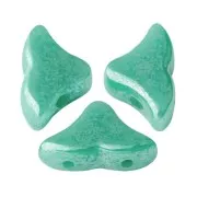Cuentas de vidrio  Hélios® por Puca®  6x10 mm - Opaque Green Turquoise Luster x10g