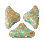 Cuentas de vidrio  Hélios® por Puca®  6x10 mm - Opaque Green Turquoise Tweedy x10g|raw }}