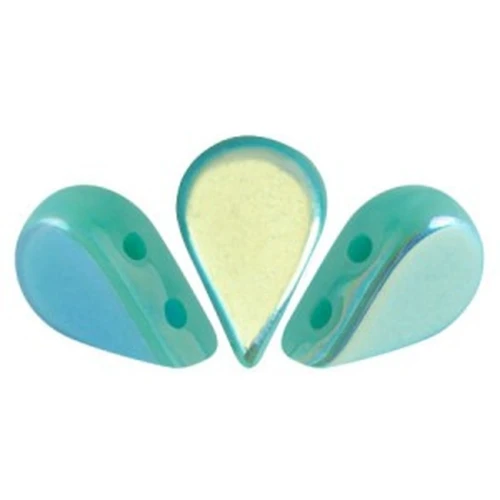 Cuentas de cristal Amos® por Puca® 5x8 mm Opaque Green Turquoise AB x10g