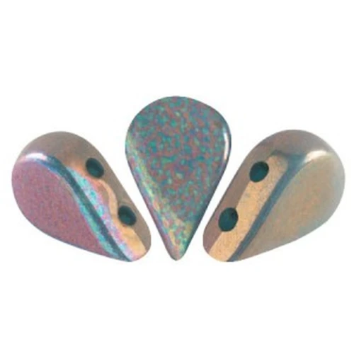 Cuentas de cristal Amos® por Puca® 5x8 mm Opaque Green Turquoise Iris Luster x10g