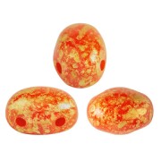 Cuentas de vidrio Samos® por Puca® 7x5 mm Opaque Light Coral Gold Splash x10g
