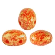 Cuentas de vidrio Samos® por Puca® 7x5 mm Opaque Light Coral Gold Splash x10g