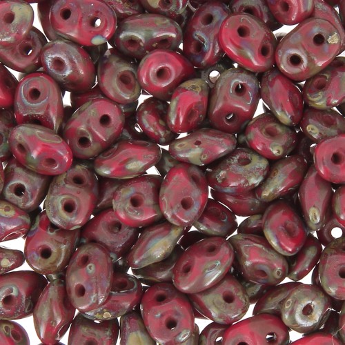 SuperDuo 2,5x5 mm Opaque Red Silver Picasso x10g