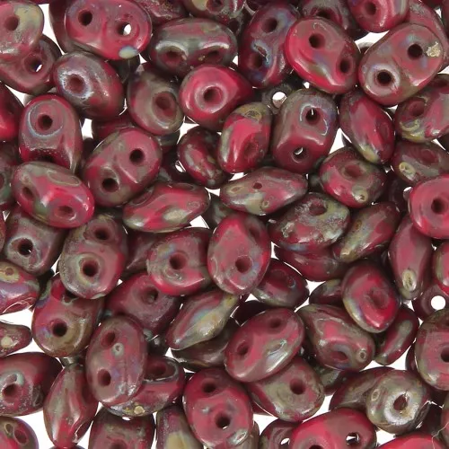 SuperDuo 2,5x5 mm Opaque Red Silver Picasso x10g