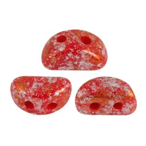 Cuentas de vidrio Kos® por Puca® 6x3 mm Opaque Coral Red Tweedy x10g