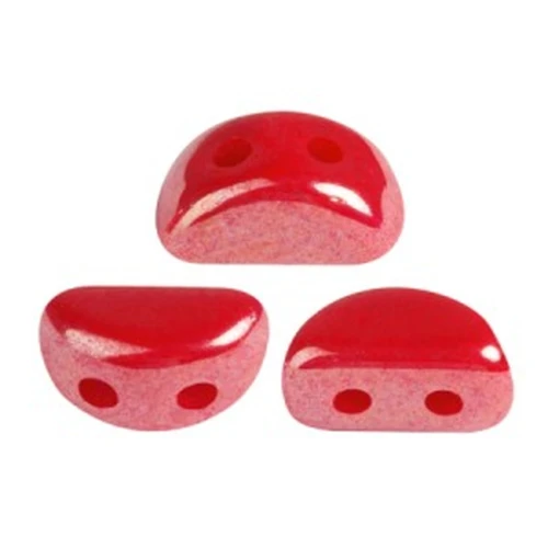 Cuentas de vidrio Kos® por Puca® 6x3 mm Opaque Coral Red Luster x10g