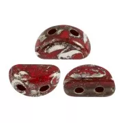 Cuentas de vidrio Kos® por Puca® 6x3 mm Opaque Coral Red New Picasso x10g