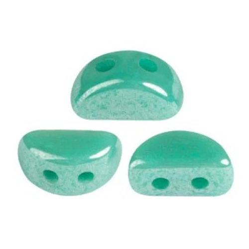 Cuentas de vidrio Kos® por Puca® 6x3 mm Opaque Green Turquoise Luster x10g