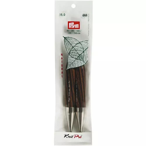 Puntas de agujas de tejer intercambiables de madera Prym - 15 mm - Naturel x2