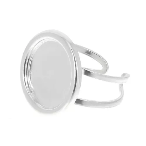 Anillo ajustable para cabujón de 15 mm - Plateado x1