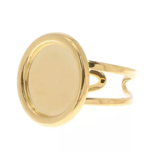 Anillo ajustable para cabujón de 15 mm - Chapado en oro x1