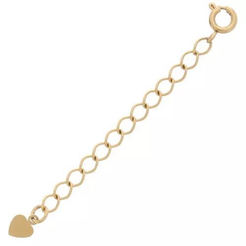 Cierre 6 mm con cadena de extensión y corazón - Acero inoxidable chapado en oro 316L