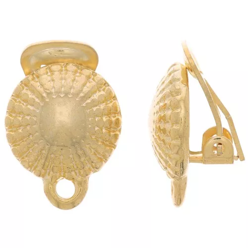Ganchos media bola texturizada con anilla cerrado 16x13 mm chapado en oro x2