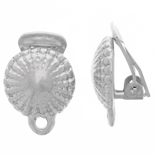 Ganchos media bola texturizada con anilla cerrado 16x13 mm Rodiado x2